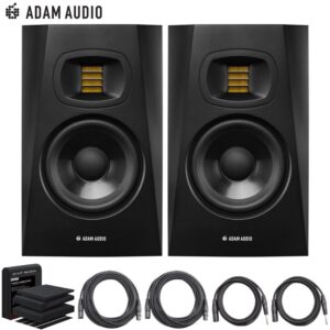 ADAM Audio T5V 5" Studio Monitor, Black (Pair) + Speaker Accessories Bundle