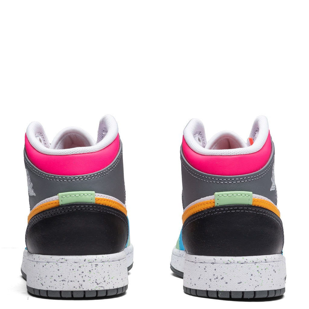 Air Jordan 1 Mid SE (GS) - White/Taxi/Dark Shadow/Hyper Pink - Image 4