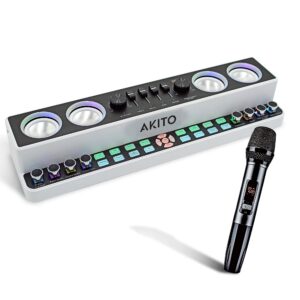 AKITO D40 Live Karaoke - Kosher Karaoke System with Portable 40W Speaker and Wireless Mic