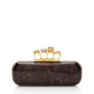 Alexander McQueen Patent Leather Tortoise Knuckle Box Clutch (SHF-rtfp8U)