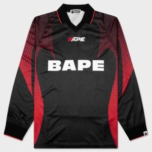 Ape Flame Monogram Jacquard Logo Relaxed Fit Football Jersey - Black