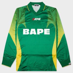 Ape Flame Monogram Jacquard Logo Relaxed Fit Football Jersey - Green
